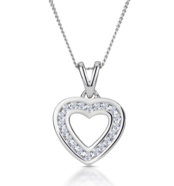 Diamond Heart Necklace 0.20ct Channel Set in 9K White Gold